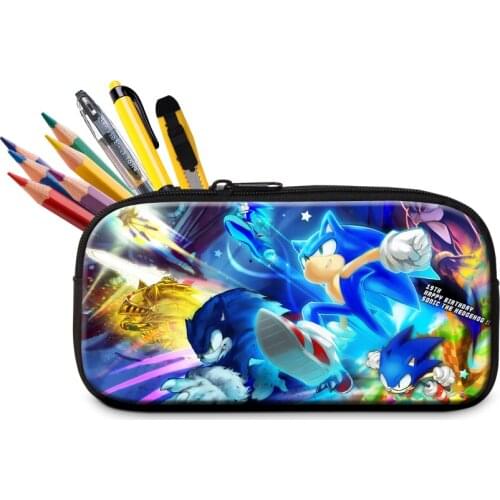 Sonic Pencil Case Cute Cartoon Pen Bag Stationery Box Boys Girls Storage Pouch Study Gift School Supplies