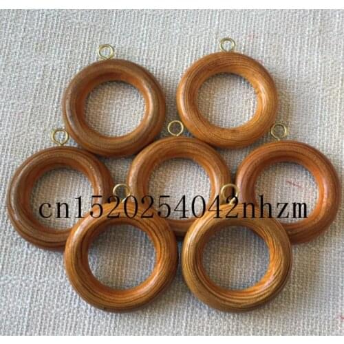 20pcs/pack 62mm pine wood curtain ring curtain holder/wooden circle with metal hook brown color
