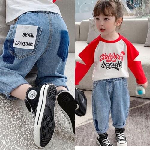 Children Fashion Jeans Wear Girls Casual Trousers Children Pants 2-6 Years Old Children Clothing