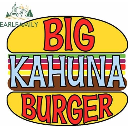 EARLFAMILY 13cm x 12cm for Big Kahuna Burger Occlusion Scratch Cartoon Car Stickers Surfboard Trunk Decal Laptop Car Assessoires