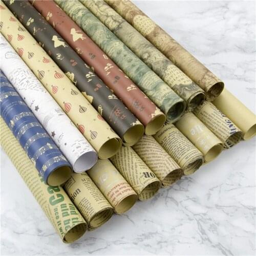 Kraft Paper Newspaper Pattern Retro Gift Wrapping Paper Wrapped Flower Paper Handmade Paper Wallpaper Wrap Book Paper Cover