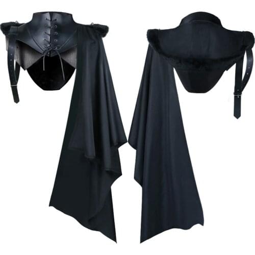 Gothic Autumn And Winter Halloween Party Decoration Knight Hooded Cloak Medieval Punk Retro Performance Costume