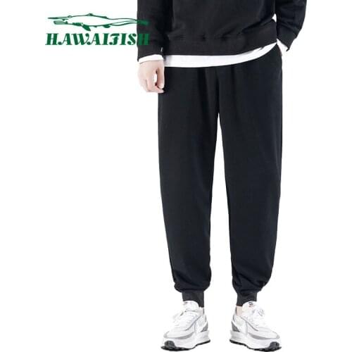 Hawaifish brand mens pants pure cotton super soft autumn winter Plush sports joggers thickened loose Korean Trend track wear