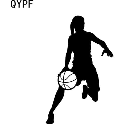 QYPF 9.1*14.5CM Interesting Jump Up The Basketball Car Sticker Vinyl Black/Silver C16-0445