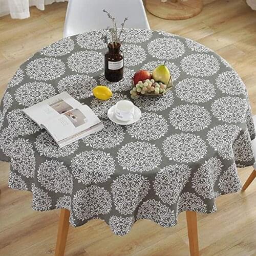 Round Tablecloth Cotton Linen Cloth Home Kitchen Hotel Banquet Wedding Party Table Cover Decoration Background