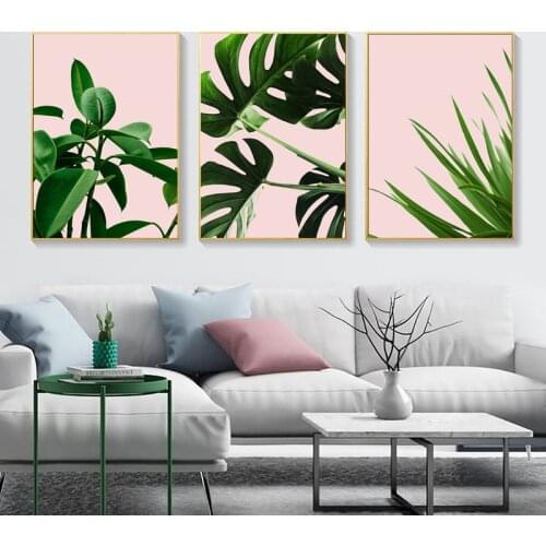 Minimalist Tropical Leaves Nature Wall Art Canvas Painting Nordic Posters and Prints Wall Pictures for Living Home Decoration