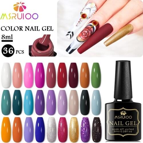 MSRUIOO 2021 Matte Effect Gel Nail Polish Shiny Glitter Color Glue Nail Art Hybrid Varnish Semi Permanent Uv Polish For Manicure
