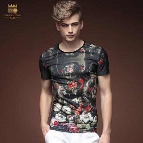 Fanzhuan casual New Designers 2015 male fashion mens short sleeve Summer Palace personalized printed T-shirts shirt 15623