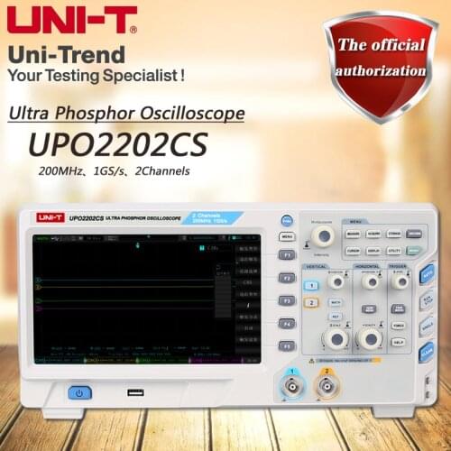 UNI-T UPO2202CS Super Fluorescent Oscilloscope, Sampling Rate 1GS/s, 2-Channel, 200MHz Bandwidth, 8 "TFT LCD