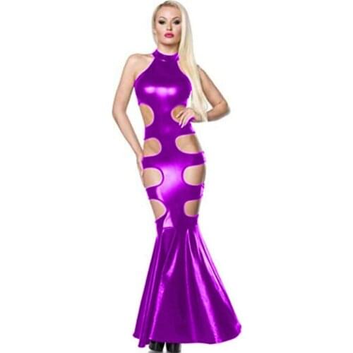 Hollow Out Trumpet Dress for Women Sexy Cocktail Party Dress Sleeveless Mermaid Dress for Female Shiny Plus Size Women Clothing