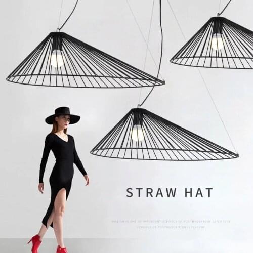 Nordic Straw Hat Led Pendant Lights for Living room Loft Industrial Hanging Lamp Lighting Fixtures Kitchen Home Decor Luminaire