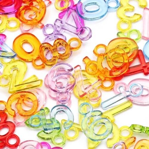 30pcs 9-22mm Acrylic Loose Digital Pendants Mixed Colorful Keychain Necklace Bracelet Earring DIY Handmade Making Accessories