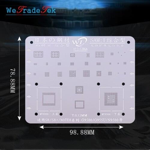 WL For Samsung S6 S6+ S8 S8+ S7 S9 S9+ Note C7 J3 J5 A5 0.12mm Thickness BGA Reballing Stencil Kit Tin Mesh Solder Template
