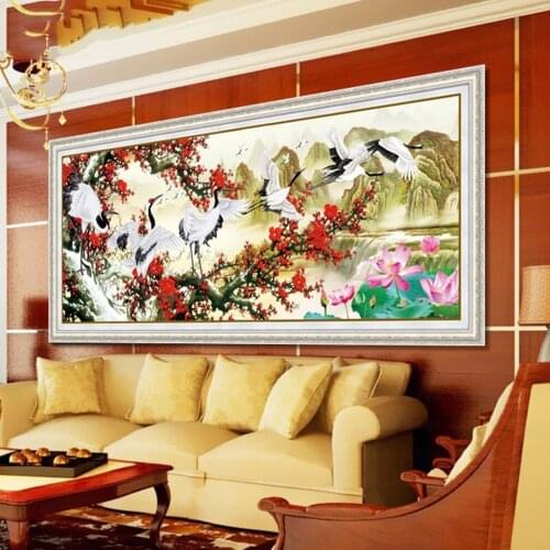 Diy hand Diamond Embroidery,Crane,Spring flower,5D,Diamond Painting,Stitch Cross,Diamond Mosaic,wall Decor,Christmas gift