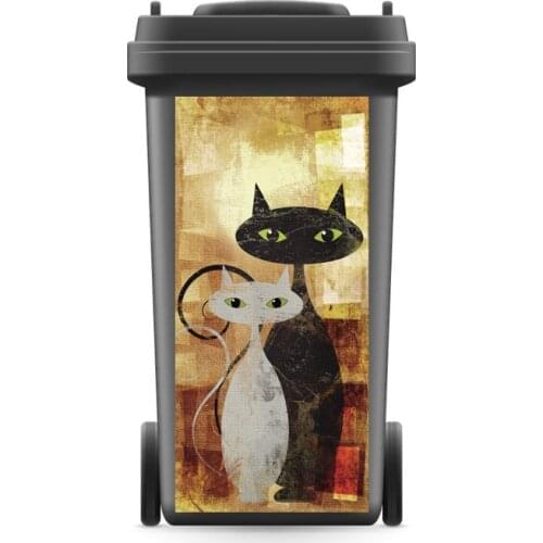 DIY Creative 3D Rubbish Bin Sticker Black White Cat Mural Wall Print Decal Removable self adhesive Kitchen Accessories