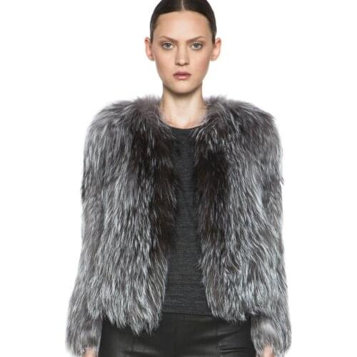 Luxury 100% Real Silver Fox Fur Coat Natural Fur Coat for Women Female Winter Weave Fur Short Jacket Soft Casual Warm Coat New