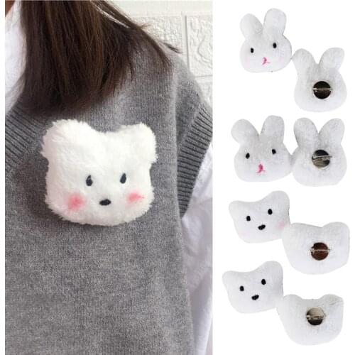 Lovely Rabbit Bear Plush Doll Brooch Pin Bag Decoration Jacket Lapel Accessory match well with your windbreaker sweater cardigan