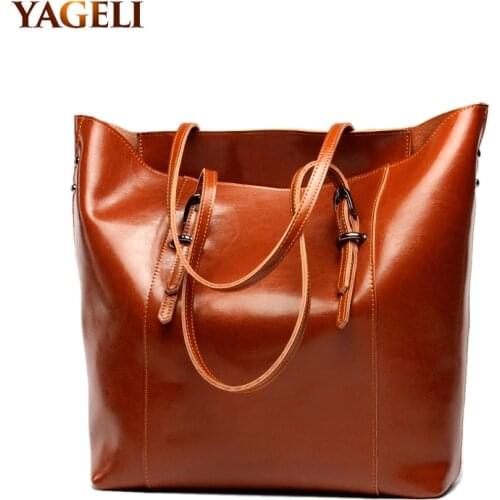 2018 genuine leather totes for women big size casual tote cow leather womens shoulder bags high quality fashion women handbags