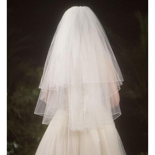 Bridal veil, double-layer veil, short Korean-style veil wedding dress, veil, photo studio, fluffy headgear accessories