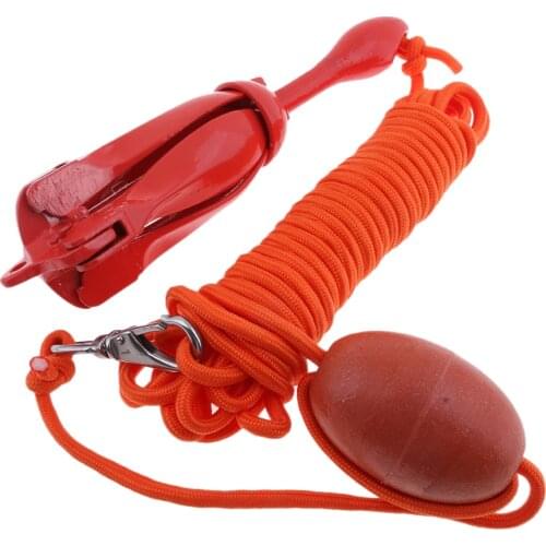 Heavy Duty Folding Grapnel Anchor Kit System, 30 Ft. Marine Rope, Buoy