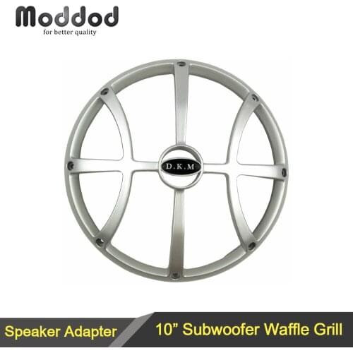 10" Universal Car Subwoofer Waffle Grill Speaker Cover Protector Guard Mat Silver Adapter Kit Bezel