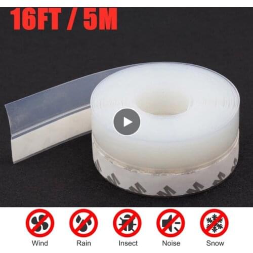 5M Door Bottom Seal Strip Weather Window Rubber Self Adhesive Seal Weatherstrip Windproof Dust Door Windshield Home Sealing Tape