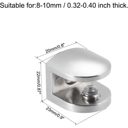 Uxcell 4Pcs Bright Chrome Zinc Alloy Glass Shelf Bracket Glass Clamp Clip Holder Suitable for 8-10mm Thick Glass Acrylic