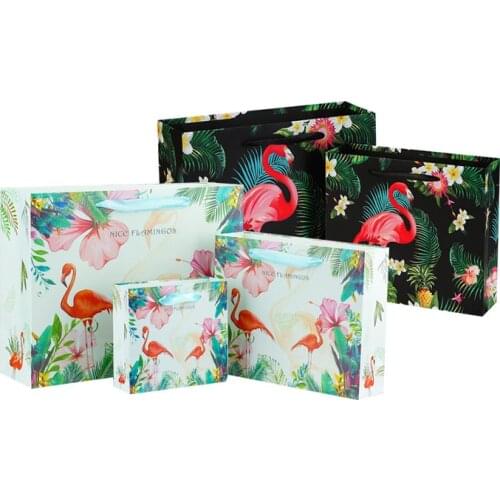 10Pcs/lot Vintage Flamingo Forest Rich Bird Handbag with Rope Multifuntion Festival gift bag with Handles Party Supply