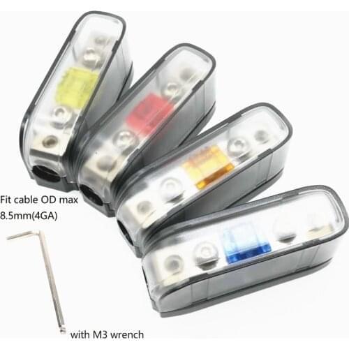 5pcs/lot Zinc Alloy 4AWG 8AWG In Out Mini ANL Blade Car Audio Fuse Holder with Fuse 20A to 100A