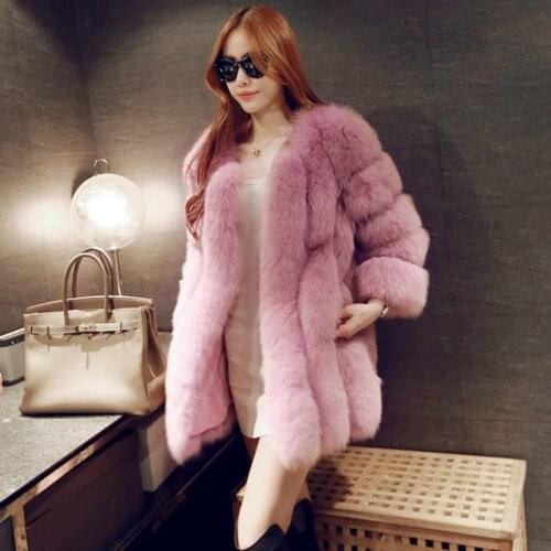 Womens Winter Jacket Coats New Fashion Pink Faux Fur Coat Elegant Thick Warm Outerwear Fake Fur Jacket Female