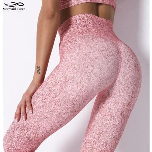 Mermaid Curve Power Series Fitness Leggings Digital printing Gym Tight Pants High Stretch High Waist Women Fitness Pants