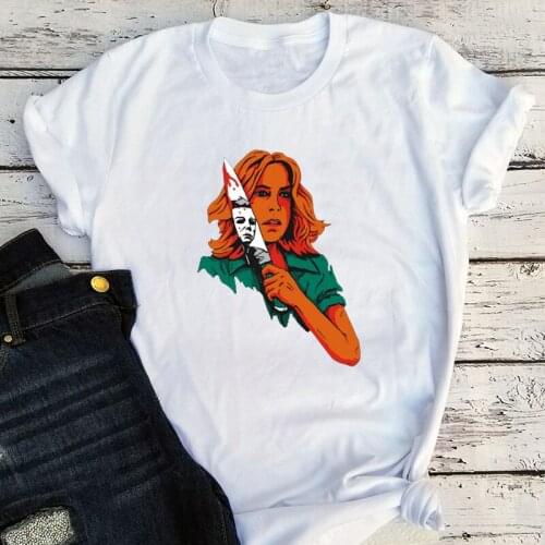 Halloween Horror Movie Shirts Women Oversized Tops Horror Movie Women Fashion Tops Aesthetic 2021 Summer Woman Tshirts L