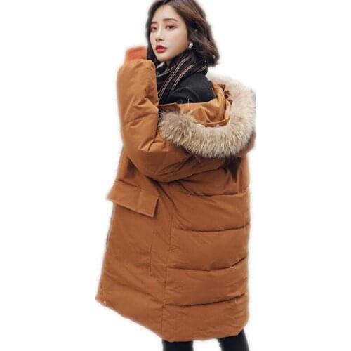 Winter Women Jackets 2018 New Medium-Long Down Jacket Hooded Fur Collar Winter Jacket Thicken Wadded Jacket Warm Parkas Q1078
