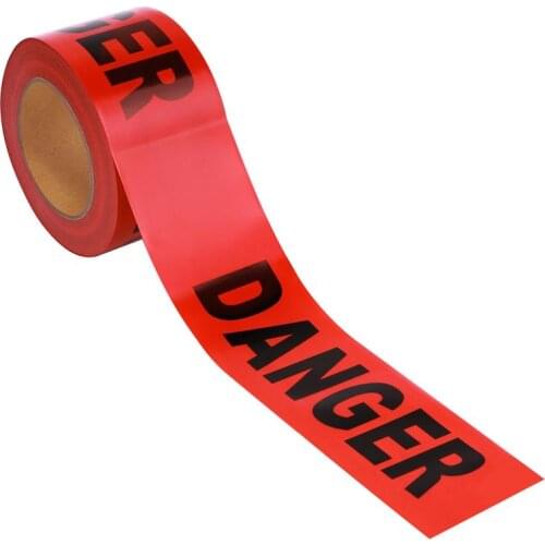 100M Barricade Ribbon Danger Tape Safety Bright Red Warning Tape Portable Roll for Law Enforcement Construction Works Safety