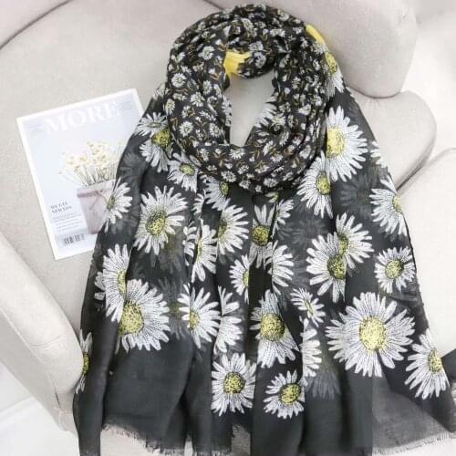 2021 Fashion Daisly Floral Printed Pattern Printed Cotton Scarf Shawls Wraps 10pcs/lot