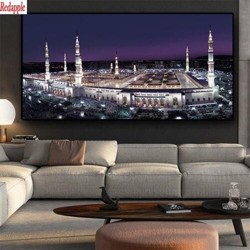 3d round square diamond embroidery Islam Building Nightscape Diy full diamond painting stitch cross mosaic picture rhinestones