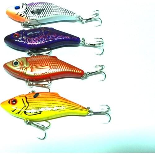 Big Sale 4pcs Plastic Vibration Fishing Lure Hard Crankbait Sinking Lure Vibe Rattle Hook Bass Bait Fishing Tackle 7cm 10.5g