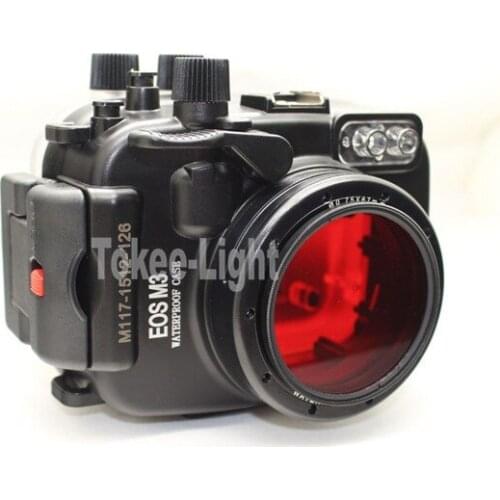 40m Underwater Waterproof Housing Diving Camera Case Bag for Canon EOS M3 EOS-M3 III Camera fit 22mm lens + 67mm Red filter