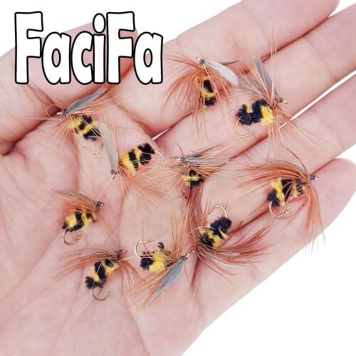 5 or 10 pcs Artificial Insect Bait Lure Bee Fly Trout Artificial Fishing Lures Outdoor Fishing Insects Baits Lure Set