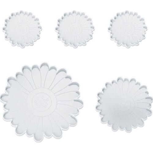 5 Pcs Daisy Tray Coaster Epoxy Resin Mold Cup Mat Mug Pad Silicone Mould DIY Crafts Jewelry Faux Agate Slices Home Casting 2021