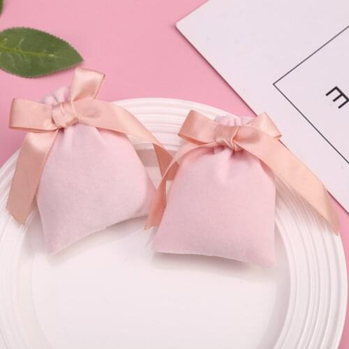 50Pcs Pink Jewelry Packaging Pouch Flannel Velvet Wedding Party Drawstring Storage Bags Personalized Custom Logo