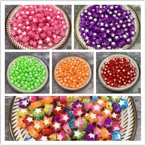 New 50pcs 9x9mm Pentagram Beads Acrylic Spacer Beads Fit Jewelry Making DIY Bracelet Accessories Make