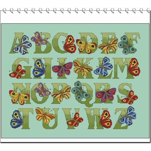Butterfly alphabet ABC-51-40 Counted Cross Stitch 11CT 14CT 18CT DIY Cross Stitch Kits Embroidery Needlework Sets