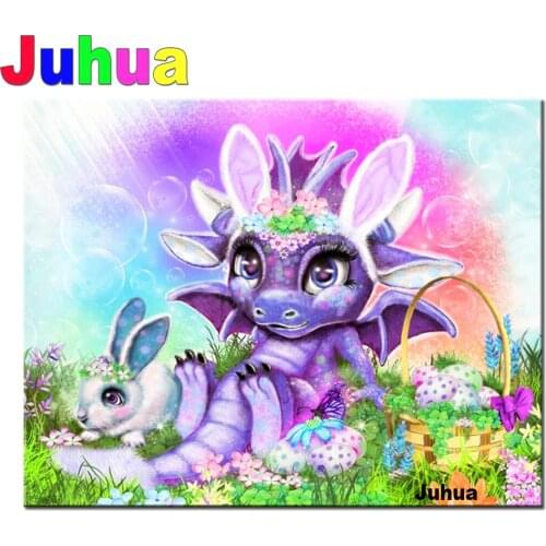 Diamond mosaic Cute Cow Dragon rabbit,5d Diy diamond painting full square Round resin diamond embroidery Rhinestone cross stitch