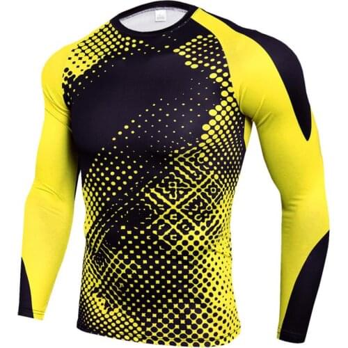AYJK7 Long Sleeve Compression Shirt Men Quick Dry Gym T Fitness Sport Male Rashgard Workout Traning Tights For Man