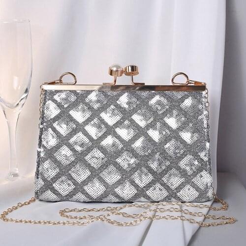 Shiny Sequin Luxury Bag Woman Pearl Hasp Purses and Handbags Large Capacity Clutch Bag Elegent Chain Shoulder Evening Bags Z122