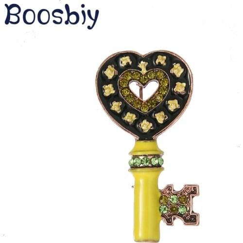 Boosbiy 2019 New Arrival Fine Key Pin Brooch Badge Vintage Brooch Women Jewelry for Party Rhinestone Jewelry Gift