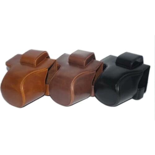 PU Leather Oil Skin Camera Case Bag Cover for Canon EOS M50 M5 Camera with 15-45mm Lens With Shoulder Strap