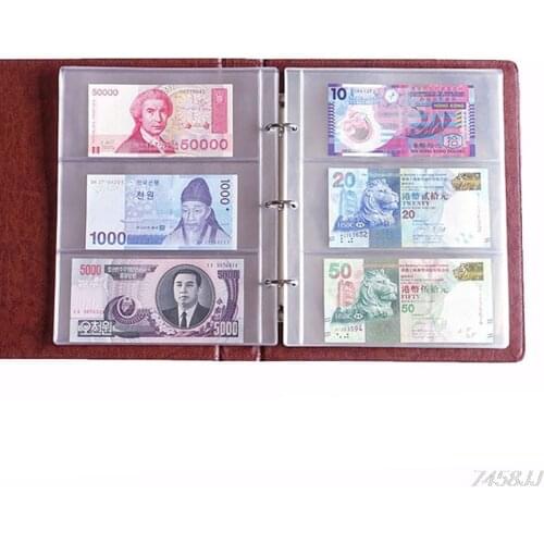 PVC Album Pages 3 Pockets Money Bill Note Currency Holder PVC Collection 180x80mm Albums Folders DropShip