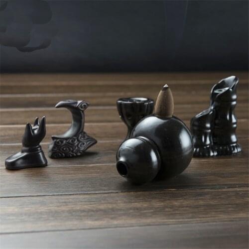 Mini Gourd Lotus Incense Burner Holder Buddhist Cones Backflow Censer Craft Gifts New Ceramic Glaze Incense Holder